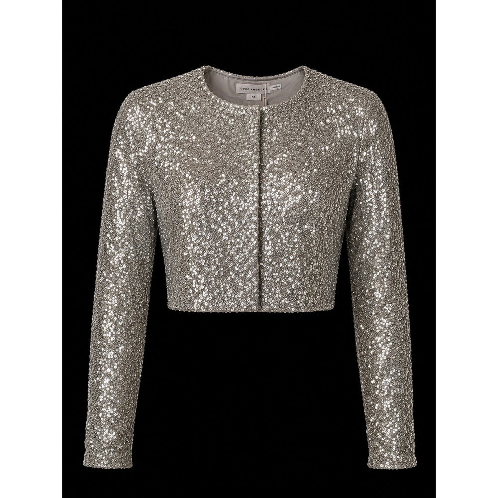 Good American Women's Sequin‎ Cluster Cropped Cardigan Sz XS NWT